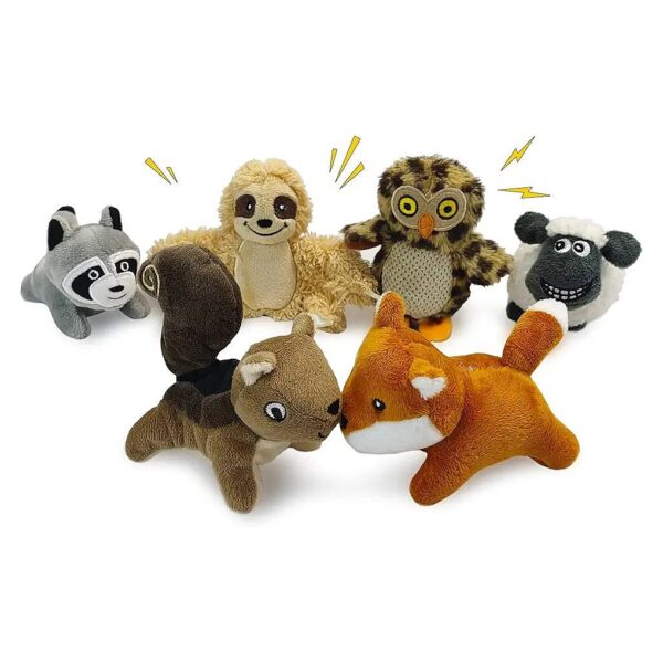 Squirrel, Fox, Raccoon, Owl, and Sheep Themed Interactive Dog Puzzle Toys