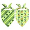 St Patrick's Day Dog Accessories, Adjustable Dog Scarf with Shamrock Pattern for