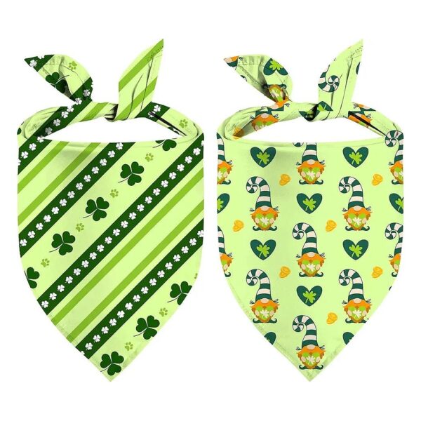 St Patrick's Day Dog Accessories, Adjustable Dog Scarf with Shamrock Pattern for