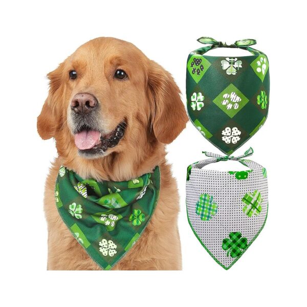 St Patricks Day Dog Bandanas Shamrock Prints Lucky Dog Accessories Small Medium Large