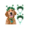 St Patricks Day Green Shamrock Headband Dog Accessories for Small Dogs Quality Materials