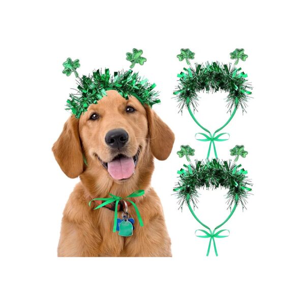 St Patricks Day Green Shamrock Headband Dog Accessories for Small Dogs Quality Materials