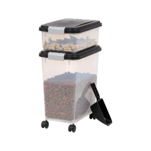 Stackable Pet Food Containers with 2-Cup Scoop and Wheels for Easy Meal Prep