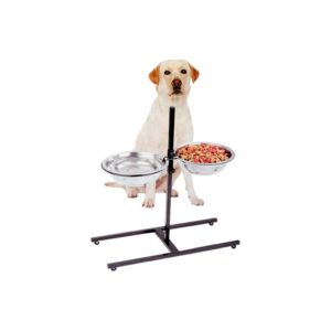 Stage Adjustable Height Pet Feeder with Stainless Steel Bowls