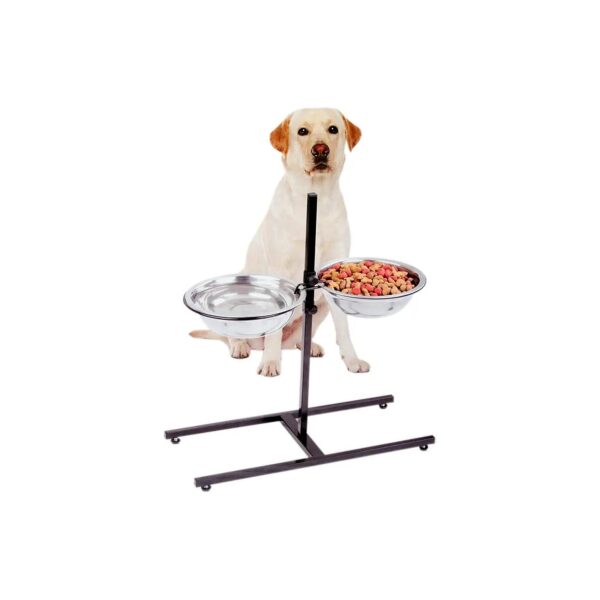 Stage Adjustable Height Pet Feeder with Stainless Steel Bowls