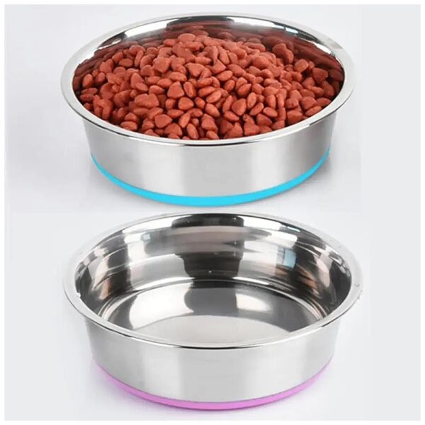 Stain-Free and Durable Stainless Steel Pet Bowls, 4 Cup Capacity, Non-Slip, Pack of Two