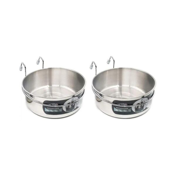 Stainless Steel 2 Pack Food Water Bowls for Cats Dogs in Crate Cage Kennel