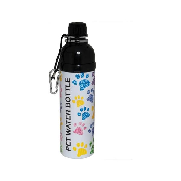 Stainless Steel 24-Ounce Cool Dog Water Bottle with Puppy Paw Print Design