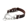 Stainless Steel Chain Martingale Dog Collar with Genuine Leather for Medium Size Dogs