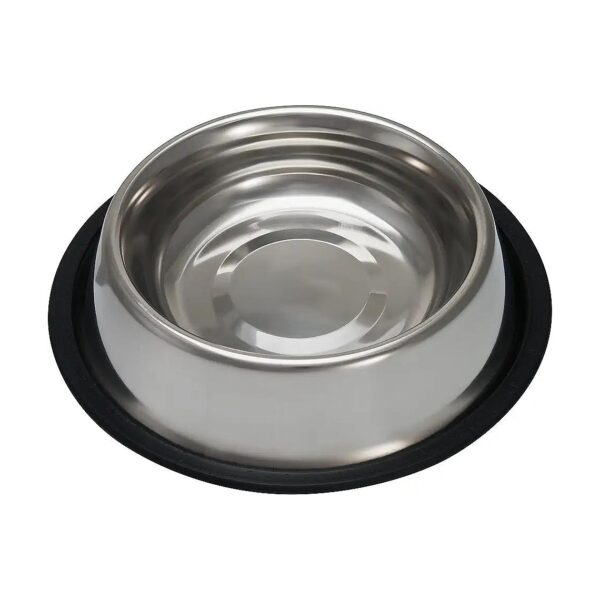 Stainless Steel Dog Bowl Up to 16 Ounces Nickel Finish Durable No-Tip Design