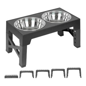 Stainless Steel Dog Bowls with Adjustable Height and Anti-Slip Stand