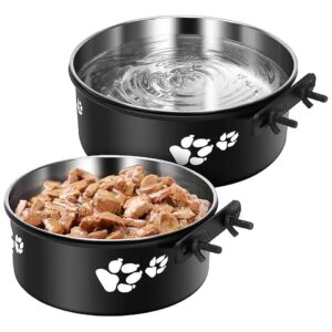 Stainless Steel Dog Crate Bowls for Large and Medium Dogs with Adjustable Height