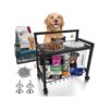 Stainless Steel Dog Food Bowls with Adjustable Height and 4 Wheels for Easy Portability