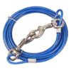 Stainless Steel Dog Tie Out Cable Double Head Leash for Medium Large Pets 3m 10Ft Blue