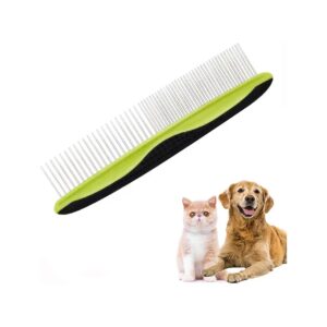 Stainless Steel Dog and Cat Comb for Grooming and Detangling with Comfortable Grip Handle