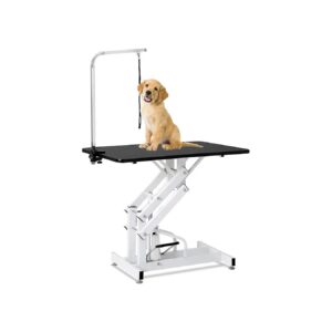 Stainless Steel Frame Dog Grooming Table with Height Range 21-36 Inch and Noose Capacity