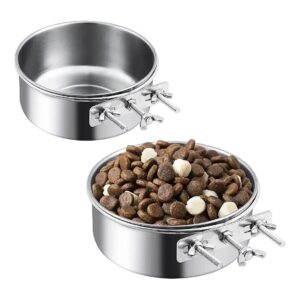 Stainless Steel Hanging Dog Crate Water Bowl 2 Pack No Spill Pet Feeding Dish