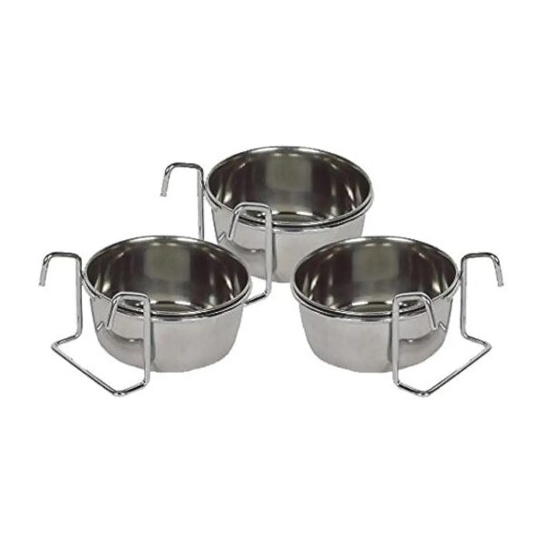 Stainless Steel Hanging Pet Food and Water Feeding Cups for Multiple Pets