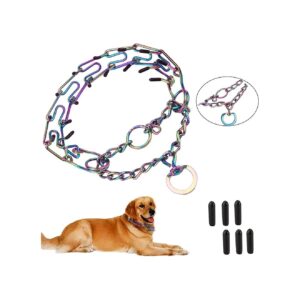 Stainless Steel Multi-Colored Pinch Collar for Medium Large Dogs Adjustable Training