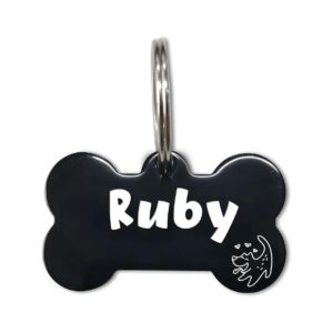 Stainless Steel Personalized Dog ID Tag with Any Text Black Bone L