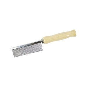 Stainless Steel Pet Comb for Grooming Long Haired Cats and Dogs with Wooden Handle