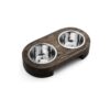 Stainless Steel Pet Food Bowls with Natural Pine Wood Stand for Dogs and Cats