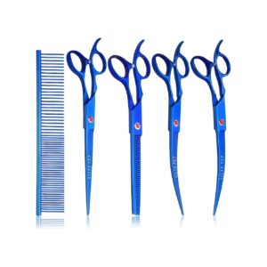 Stainless Steel Pet Grooming Scissors Set for Blue-Themed Kennels or Small Businesses