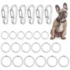 Stainless Steel Pet ID Tag Clips with Tag Rings for Large Dogs Collar Harnesses