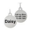 Stainless Steel Pet ID Tag with Laser Etched Personalized Text and 1 Split Ring