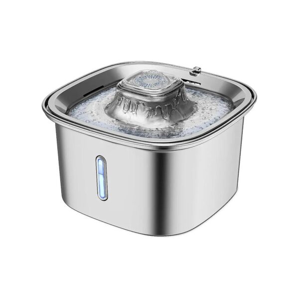 Stainless Steel Pet Water Fountain with Filter and Water Level Window for Cats and Dogs