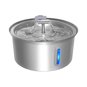 Stainless Steel Pet Water Fountain with LED Light and Filters for Cats and Dogs Indoor