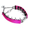 Stainless Steel Pink Dog Collar with Safety Buckle for Small Medium Large Breeds