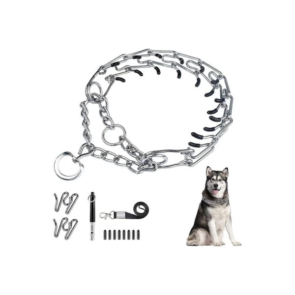 Stainless Steel Prong Collar with Quick Release and Martingale Chain for Large Breed Dogs