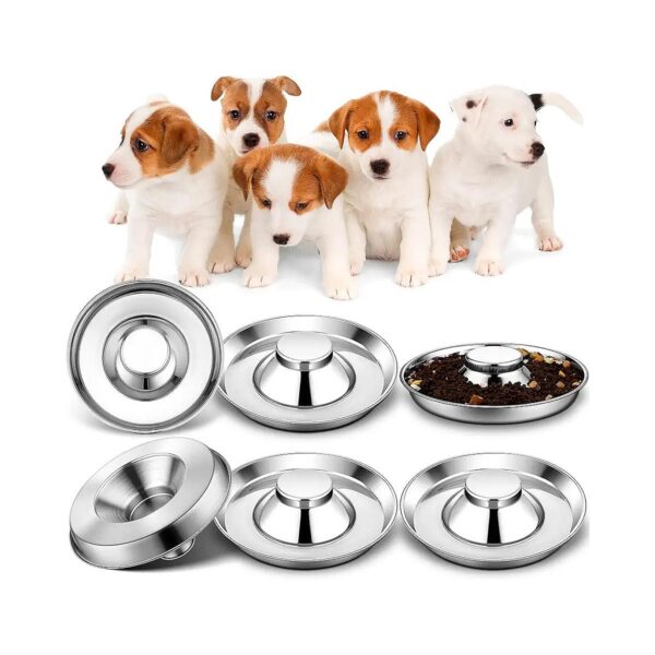 Stainless Steel Puppy Feeding Bowls for Multiple Pets - 6 Pack