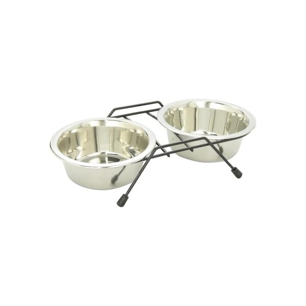 Stainless Steel Raised Dog Bowls with Wire Frame for Multiple Pet Use