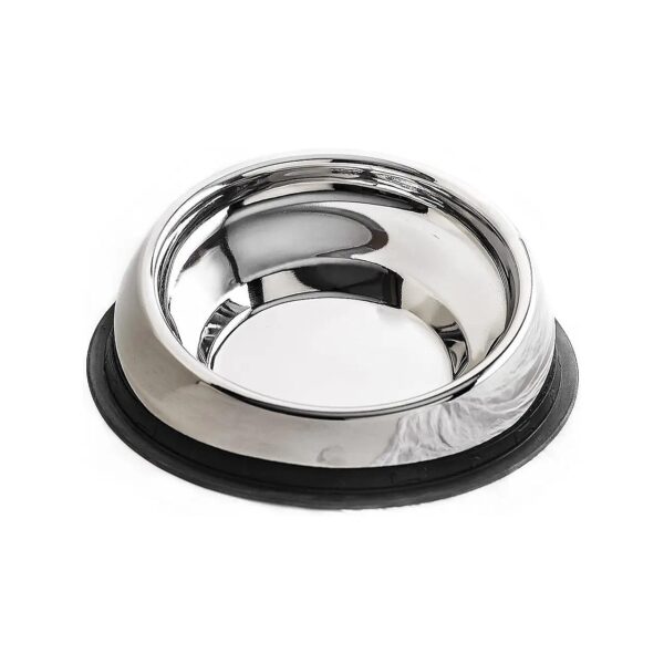 Stainless Steel Slanted Dog Bowl with Raised Ridge for Flat-Faced Breeds and Cats