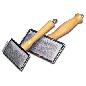 Stainless Steel Slicker Brush for Large Dogs with Wooden Grip for Efficient Detangling