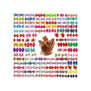 Standout Dog Hair Accessories - 30 Beautiful Puppy Bows in Mix Patterns with Diamonds