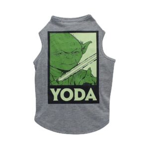 Star Wars Dog Shirt for Large Dogs in Gray with Yoda and Lightsaber