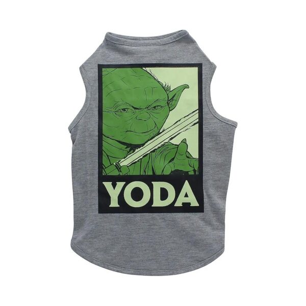 Star Wars Dog Shirt for Large Dogs in Gray with Yoda and Lightsaber