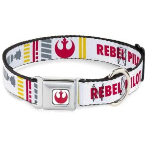 Star Wars Rebel Pilot Dog Collar with Seatbelt Buckle and X Wing Fighter Insignia Design