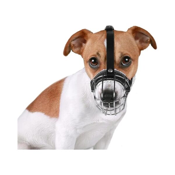 Steel Adjustable Metal Dog Muzzle for Jack Russell Terrier with Breathable Leather Straps