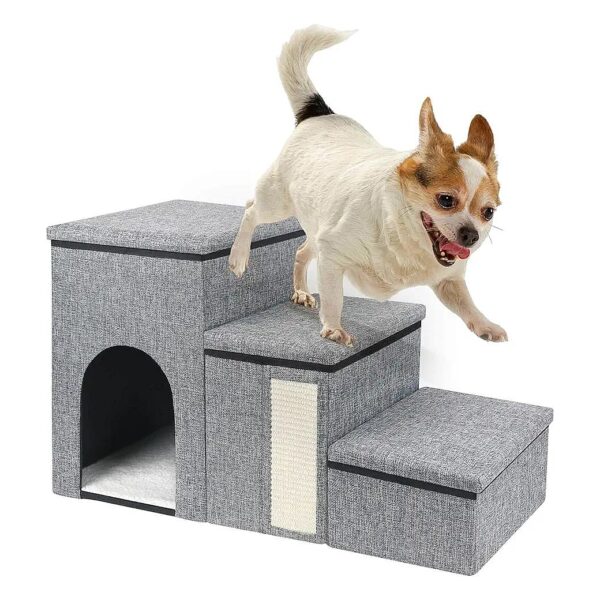 Step Dog Stairs with Storage, Condo, and Cat Scratcher for Small Dogs