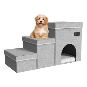 Step Folding Dog Stair with Storage for Small Medium Large Dogs Up to 100 lbs