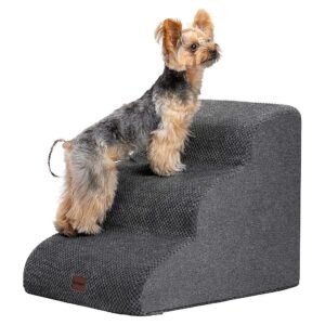 Step-by-Step Pet Stairs for Small Dogs and Cats, Dark Grey, 3-Step