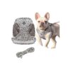 Step in Easy Velcro Adjustable Reflective Gray Small Plaid Pet Harness for Dogs and Cats