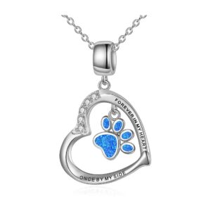 Sterling Silver Cat Dog Paw Print Pendant Necklace with Roxy Chain for Daily Wear