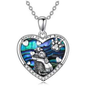 Sterling Silver Dog Heart Pendant Necklace for Women and Girls Gifts