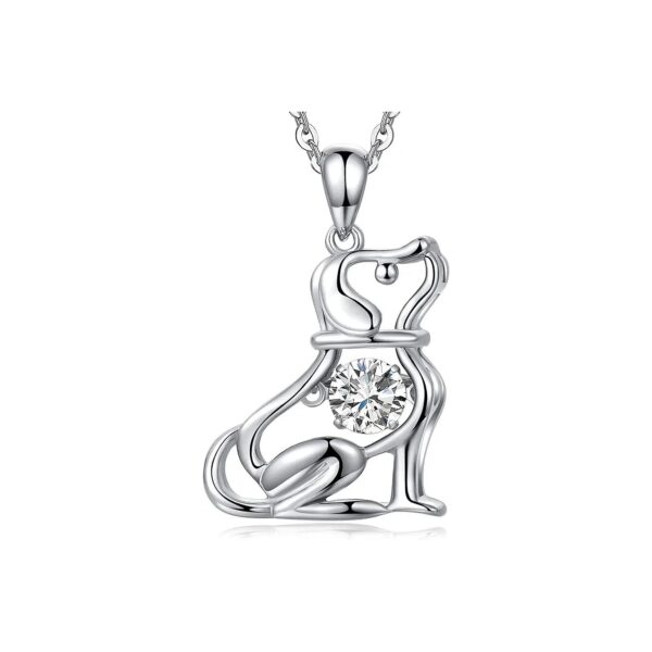 Sterling Silver Heart Pendant Necklace with Puppy Dog Charms for Women and Girls