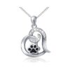 Sterling Silver Paw Print Love Heart Pendant Necklace Box Chain 18 for Women Teen Girls